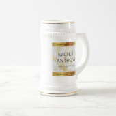 Elegant 3rd Leather Wedding Jubileum Bierpul (Voorkant rechts)