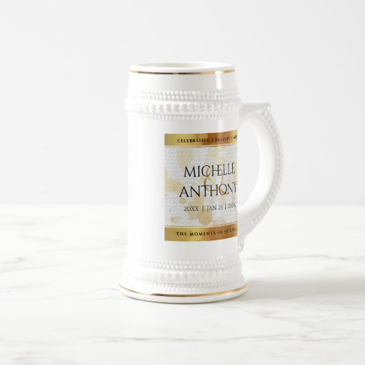 Elegant 3rd Leather Wedding Jubileum Bierpul (Voorkant rechts)