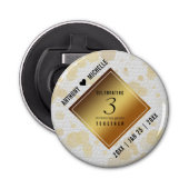 Elegant 3rd Leather Wedding Jubileum Button Flesopener (Voorkant)