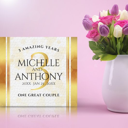 Elegant 3rd Leather Wedding Jubileum Canvas Afdruk