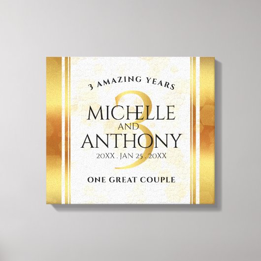 Elegant 3rd Leather Wedding Jubileum Canvas Afdruk (Voorkant)