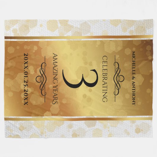 Elegant 3rd Leather Wedding Jubileum Fleece Deken (Voorkant (Horizontaal))