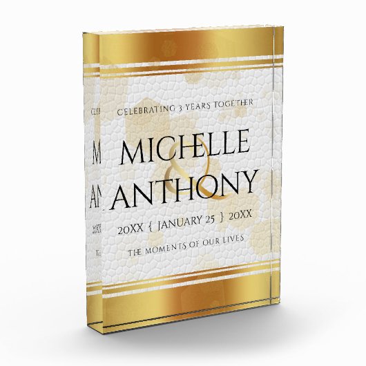 Elegant 3rd Leather Wedding Jubileum Fotoblokken (Links)