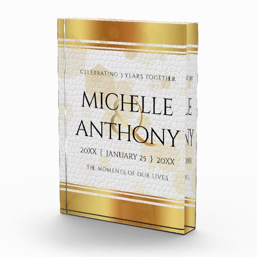 Elegant 3rd Leather Wedding Jubileum Fotoblokken (Rechts)