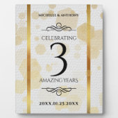 Elegant 3rd Leather Wedding Jubileum Fotoplaat (Voorkant)