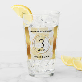 Elegant 3rd Leather Wedding Jubileum Glas