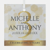 Elegant 3rd Leather Wedding Jubileum Glas Ornament (Voorkant)