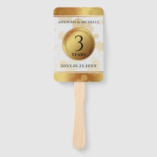 Elegant 3rd Leather Wedding Jubileum Handwaaier (Voorkant)