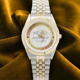 Elegant 3rd Leather Wedding Jubileum Horloge