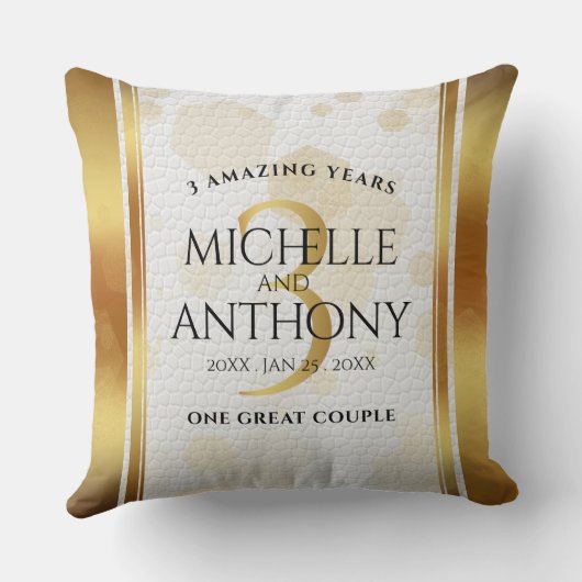 Elegant 3rd Leather Wedding Jubileum Kussen (Achterkant)