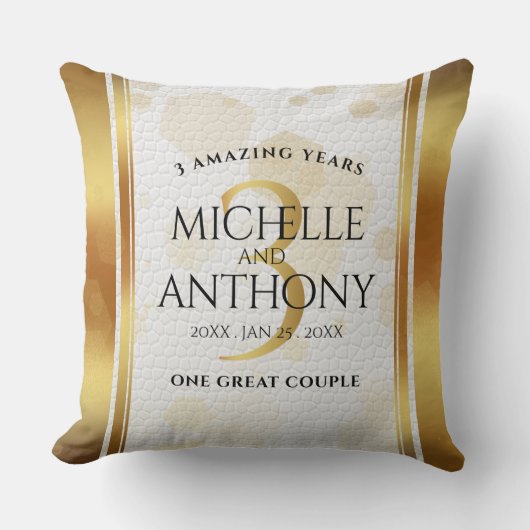 Elegant 3rd Leather Wedding Jubileum Kussen (Voorkant)