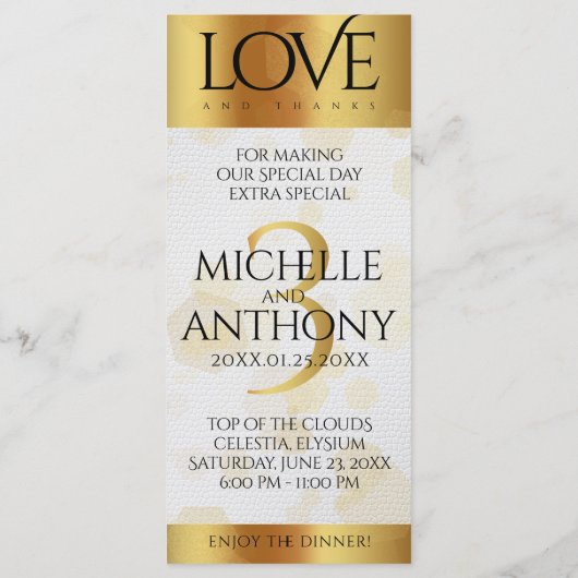 Elegant 3rd Leather Wedding Jubileum Menu (Achterkant)