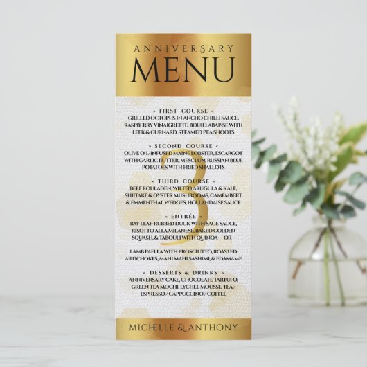Elegant 3rd Leather Wedding Jubileum Menu (Staand voorkant)