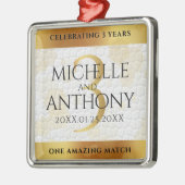 Elegant 3rd Leather Wedding Jubileum Metalen Ornament (Links)