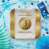 Elegant 3rd Leather Wedding Jubileum Papieren Bordje (Feest)