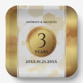 Elegant 3rd Leather Wedding Jubileum Papieren Bordje (Voorkant)