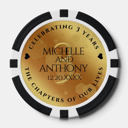 Elegant 3rd Leather Wedding Jubileum Poker Chips (Voorkant)