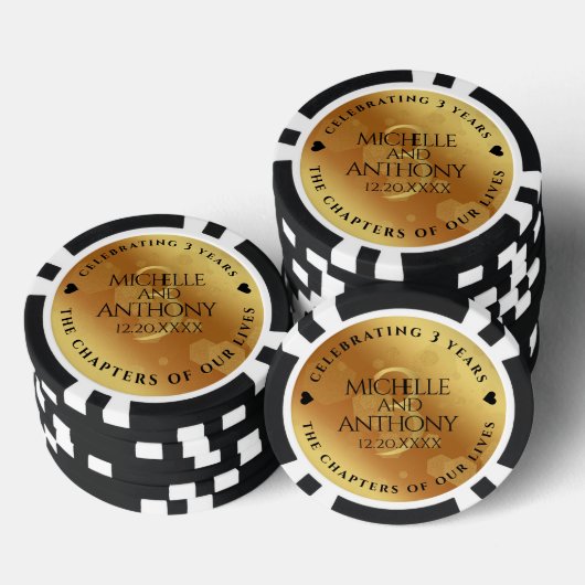 Elegant 3rd Leather Wedding Jubileum Poker Chips (Opstapeling)