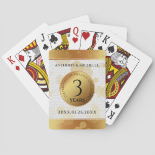 Elegant 3rd Leather Wedding Jubileum Pokerkaarten