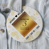 Elegant 3rd Leather Wedding Jubileum Ronde Button 6,0 Cm (In situ)