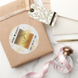 Elegant 3rd Leather Wedding Jubileum Ronde Sticker
