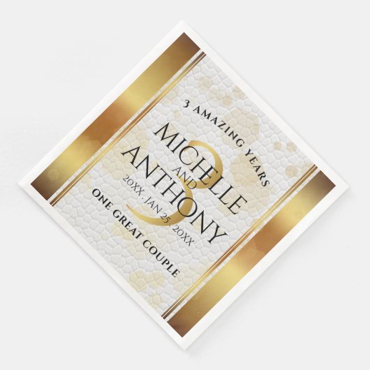 Elegant 3rd Leather Wedding Jubileum Servet (Hoek)