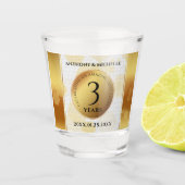 Elegant 3rd Leather Wedding Jubileum Shot Glas (Voorkant)