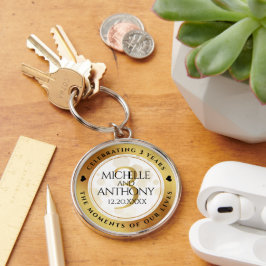 Elegant 3rd Leather Wedding Jubileum Sleutelhanger