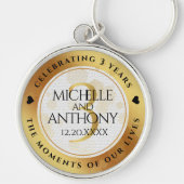 Elegant 3rd Leather Wedding Jubileum Sleutelhanger (Voorkant)