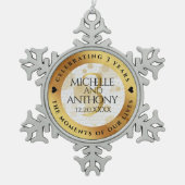 Elegant 3rd Leather Wedding Jubileum Tin Sneeuwvlok Ornament (Voorkant)