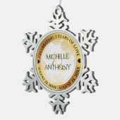 Elegant 3rd Leather Wedding Jubileum Tin Sneeuwvlok Ornament (Rechts)