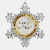 Elegant 3rd Leather Wedding Jubileum Tin Sneeuwvlok Ornament (Voorkant)