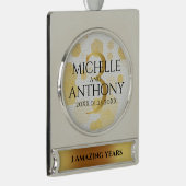 Elegant 3rd Leather Wedding Jubileum Verzilverd Banner Ornament (Rechts)