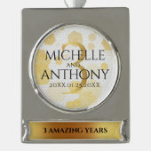 Elegant 3rd Leather Wedding Jubileum Verzilverd Banner Ornament (Voorkant)