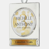 Elegant 3rd Leather Wedding Jubileum Verzilverd Banner Ornament (Links)