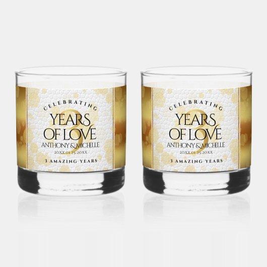 Elegant 3rd Leather Wedding Jubileum Whisky Glas (Voorkant)