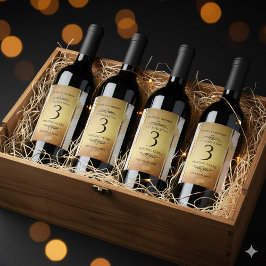 Elegant 3rd Leather Wedding Jubileum Wijn Etiket