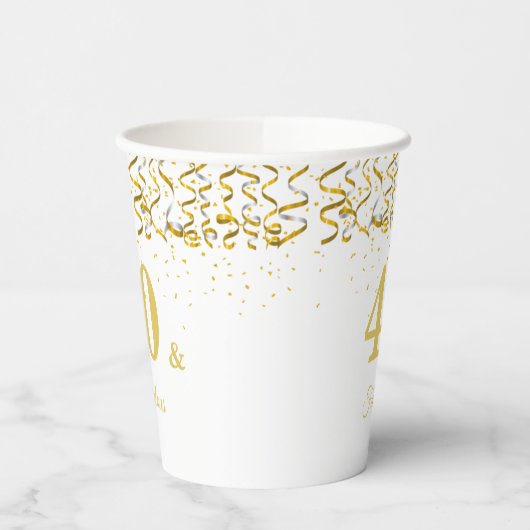 Elegant 40 en Fabulous Birthday on White Papieren Bekers (Links)