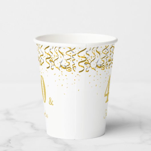 Elegant 40 en Fabulous Birthday on White Papieren Bekers (Rechts)