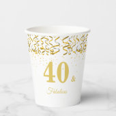 Elegant 40 en Fabulous Birthday on White Papieren Bekers (Voorkant)