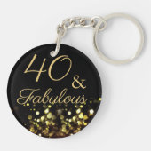 Elegant 40 en Fabulous Black and Gold Glitter Sleutelhanger (Achterkant)