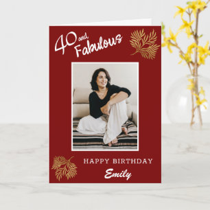 Elegant 40 en Fabulous Gouden Loof 40ste Verjaarda Kaart