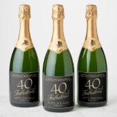 Elegant 40 en Fabulous Ornament 40th Birthday Sparkling Wijnetiket (Flessen)