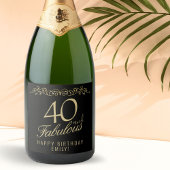 Elegant 40 en Fabulous Ornament 40th Birthday Sparkling Wijnetiket