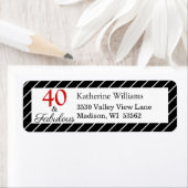 Elegant 40 & Fabulous 40e verjaardag Zwart & Wit Etiket (Insitu)