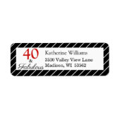 Elegant 40 & Fabulous 40e verjaardag Zwart & Wit Etiket (Voorkant)