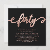 Elegant 40 Roos gouden script zwart 40e verjaardag Kaart (Voorkant)