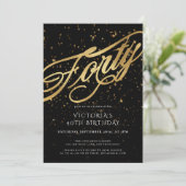 Elegant 40 zwart goud 40e verjaardag kaart (Staand voorkant)