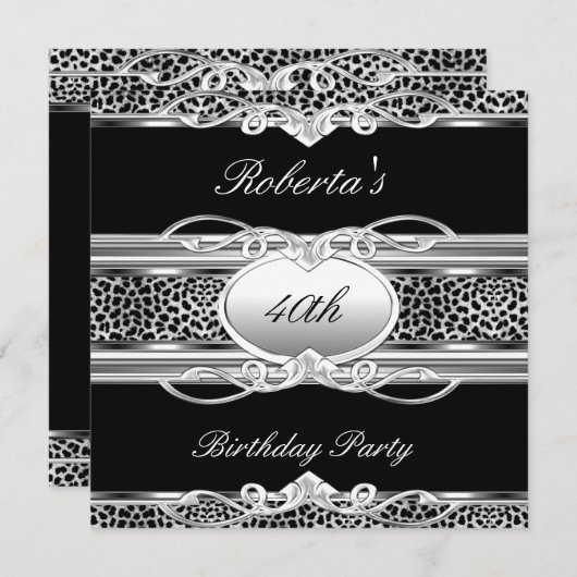 Elegant 40e 50e verjaardag Leopard Black Kaart (Voorkant / Achterkant)
