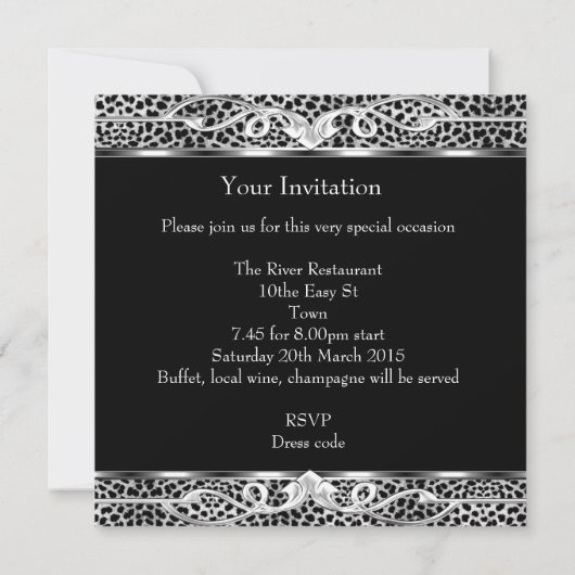 Elegant 40e 50e verjaardag Leopard Black Kaart (Achterkant)